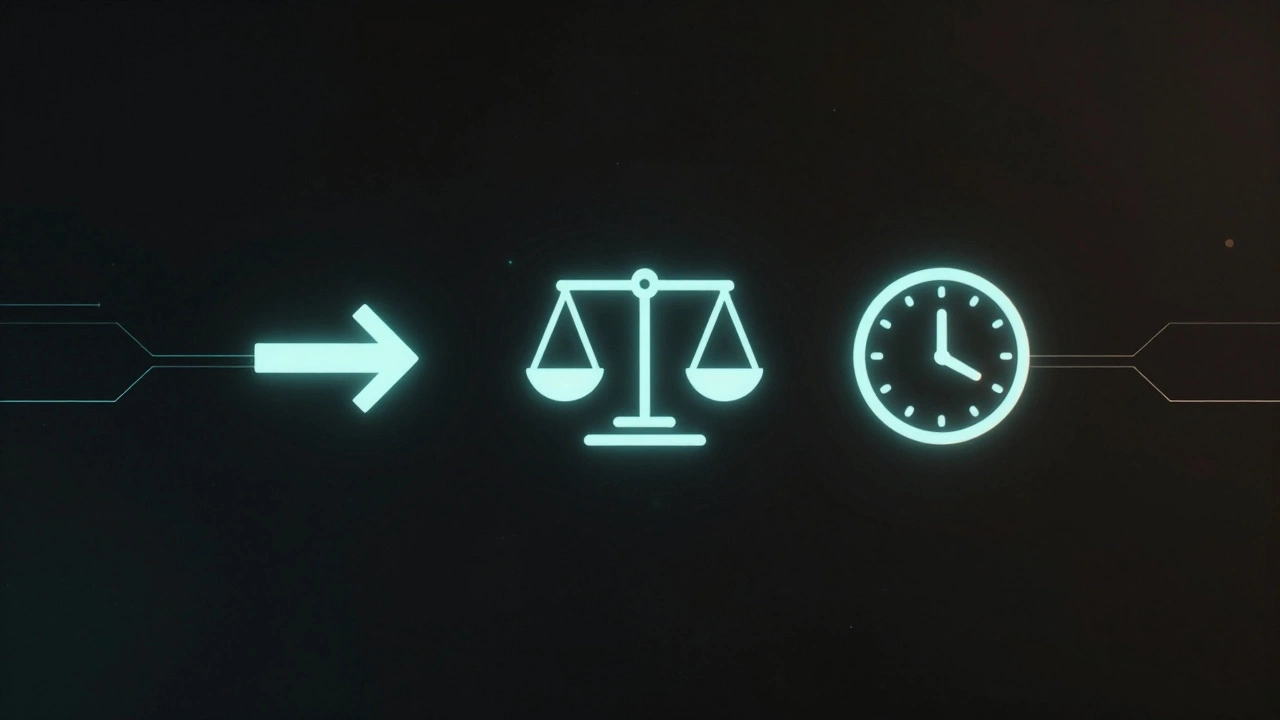 Three abstract icons representing Aladinharem’s algorithm rules floating in a dark, glowing digital space.